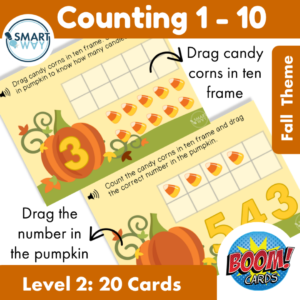 count 0-10 fall theme boom cards level 2