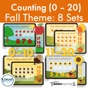 count 0-20 fall theme boom cards bundle