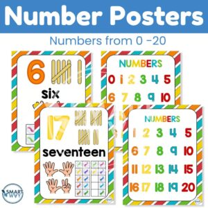 Numbers posters 0-20 Rainbow Theme