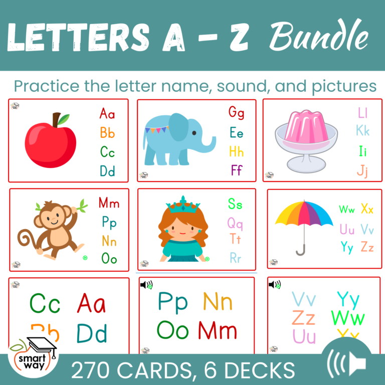 a-z letter names, sounds and pictures boomcards