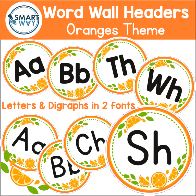 Word Wall Headers - Orange