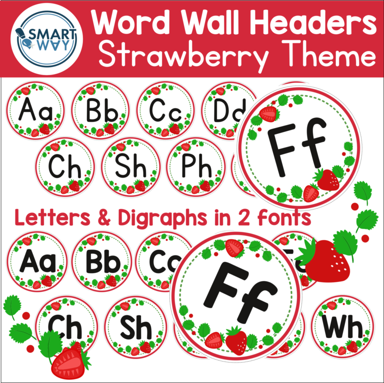 Word Wall Headers - strawberry