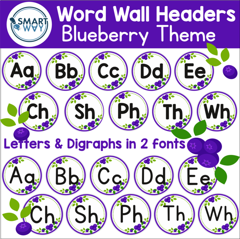 Word Wall Headers - purple - blue berries