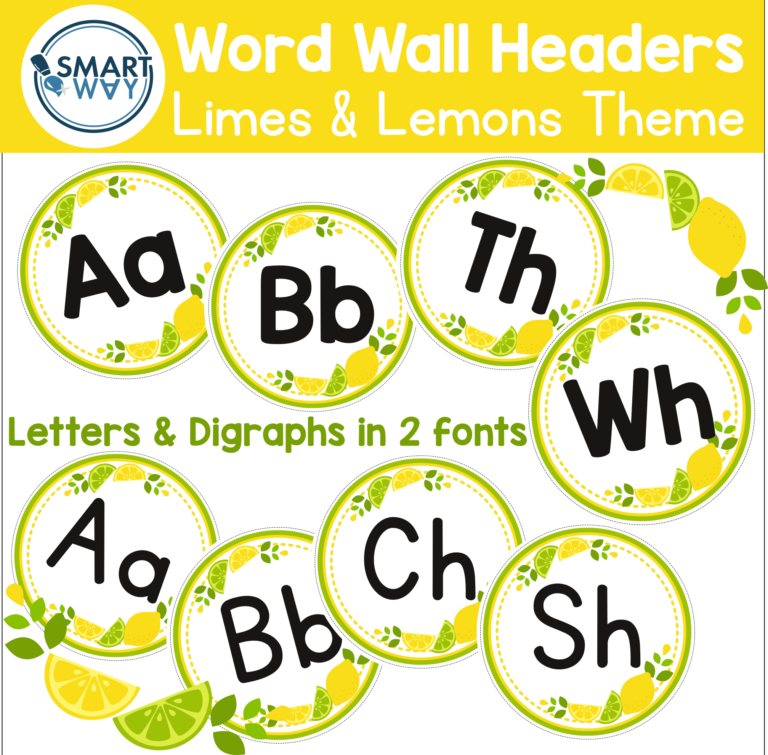 Word Wall Headers - Limes and Lemons