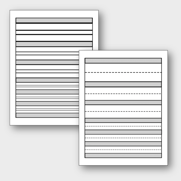 Different sized lined pages in grayscale