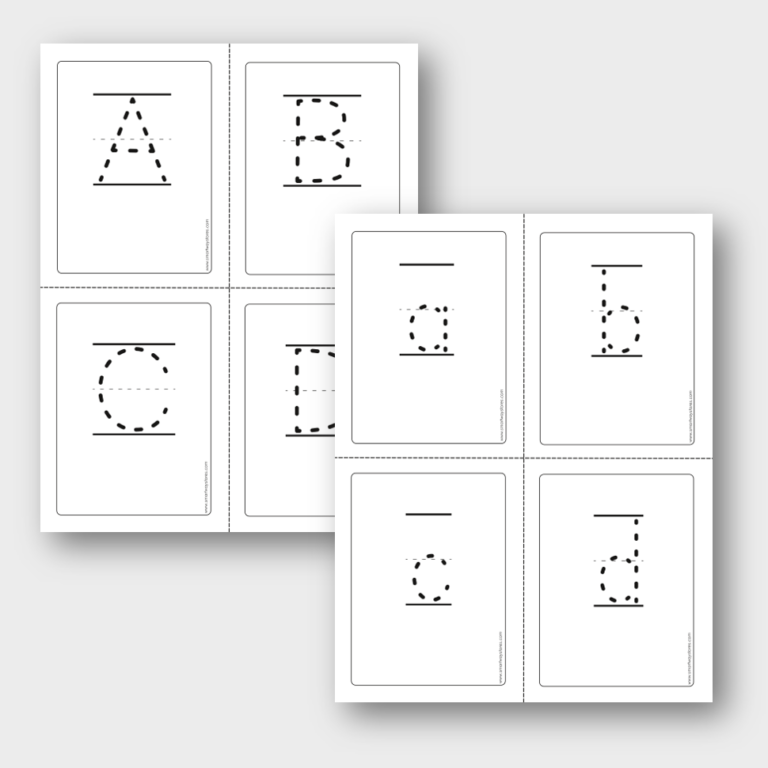 Alphabet writing dotted font flash cards