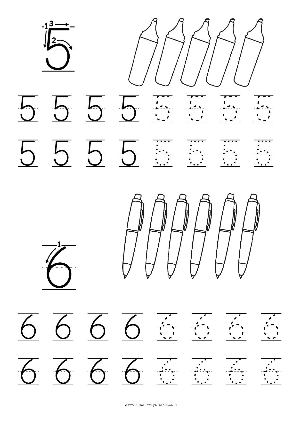 number writing practice sheet - back to school theme