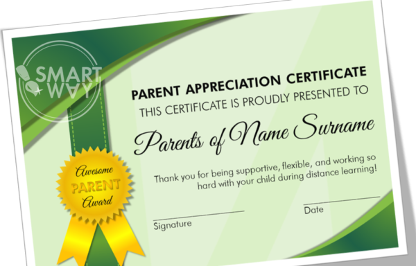 Editable Parent Appreciation Award Certificate Google Slides & PDF