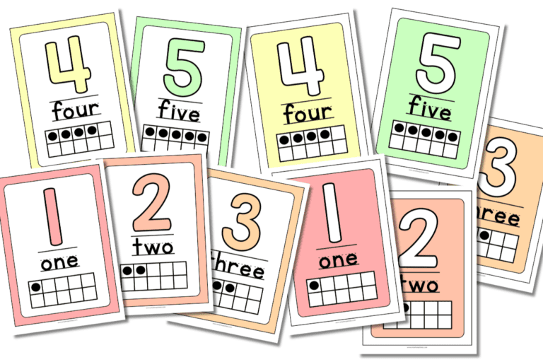 - Pastel number posters 0–20 with solid color backgrounds for a calm, cohesive math wall display